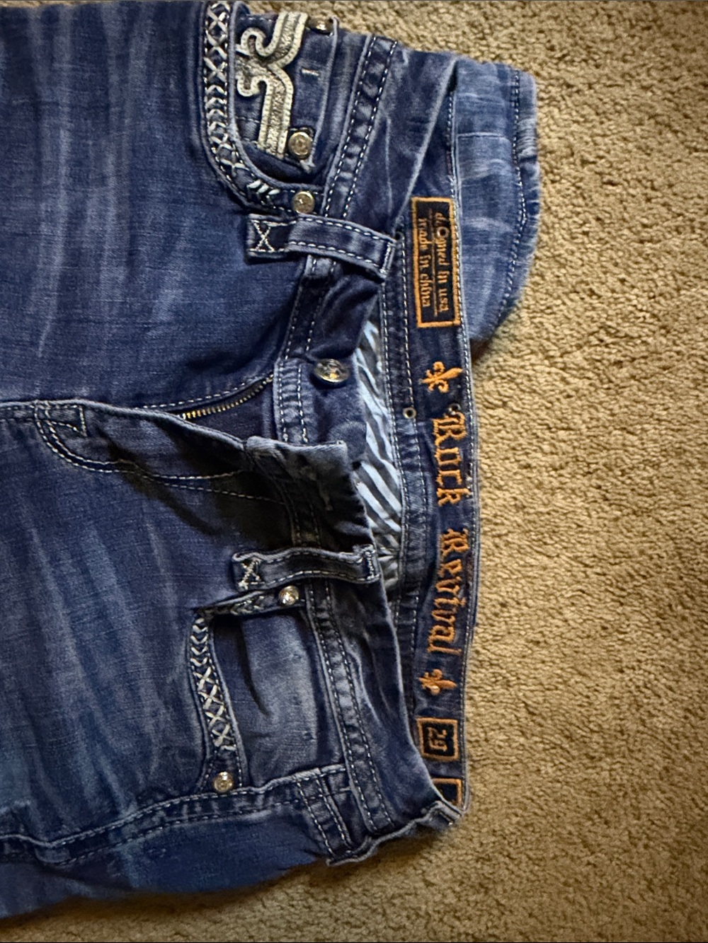 Rock Revival womens Washed Blue Slim Jeans with Embroidered Waistband